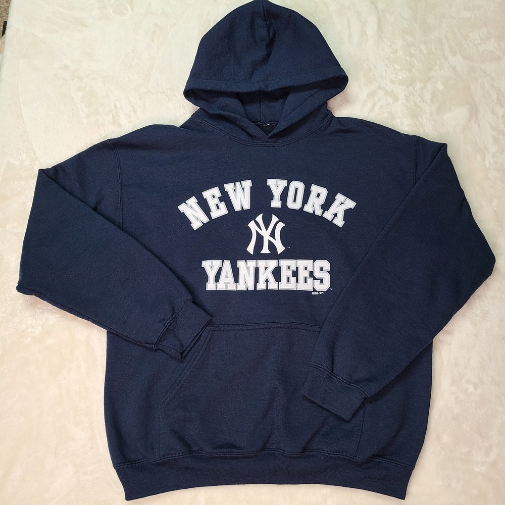 New York Yankees MLB Blue Pullover Hoodie Sweatshirt Stitches Size Medium